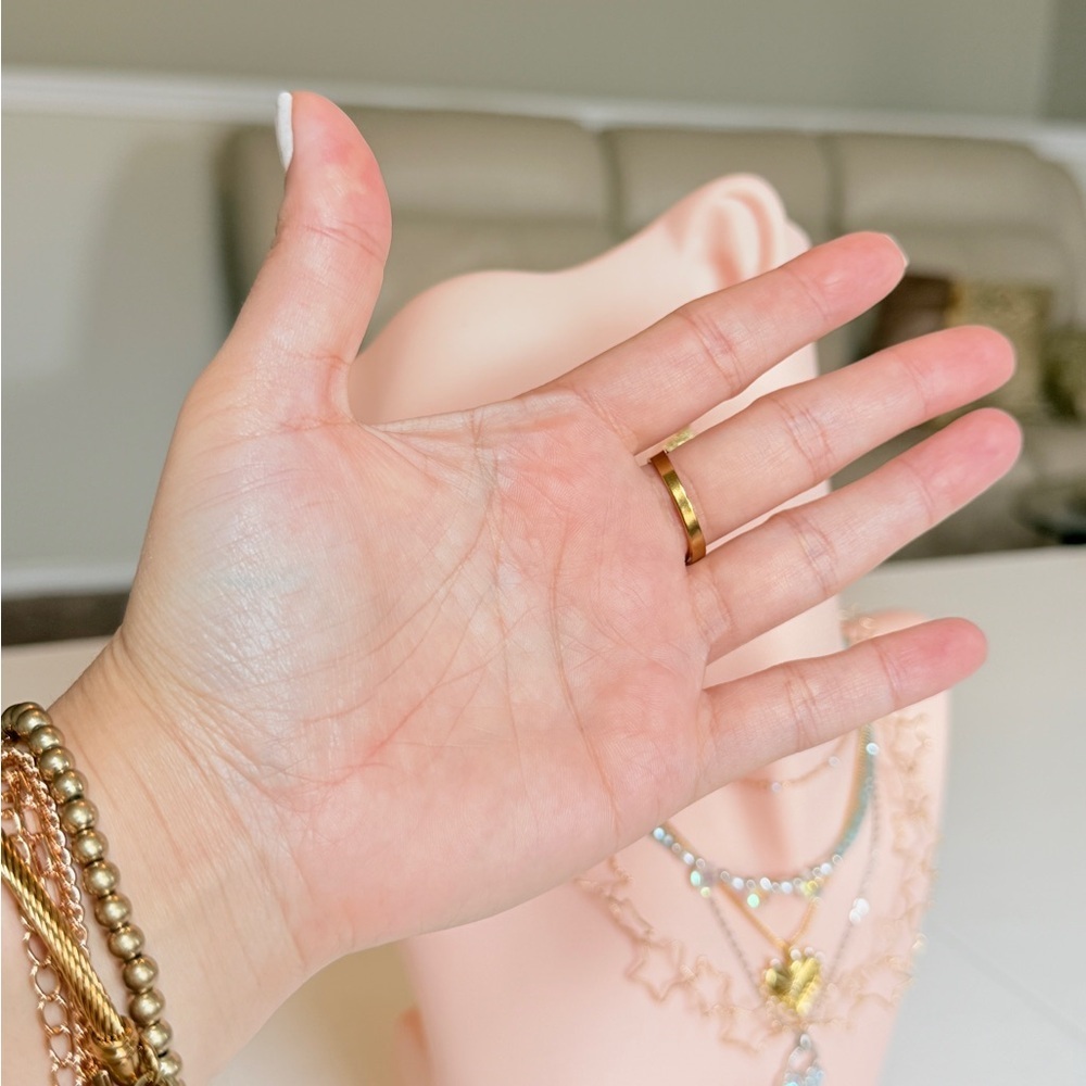 Gold Clover Flower Ring with Black Enamel Accent - Picture 6 of 9
